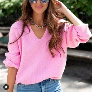 SOMETHING NAVY PINK KNIT SWEATER